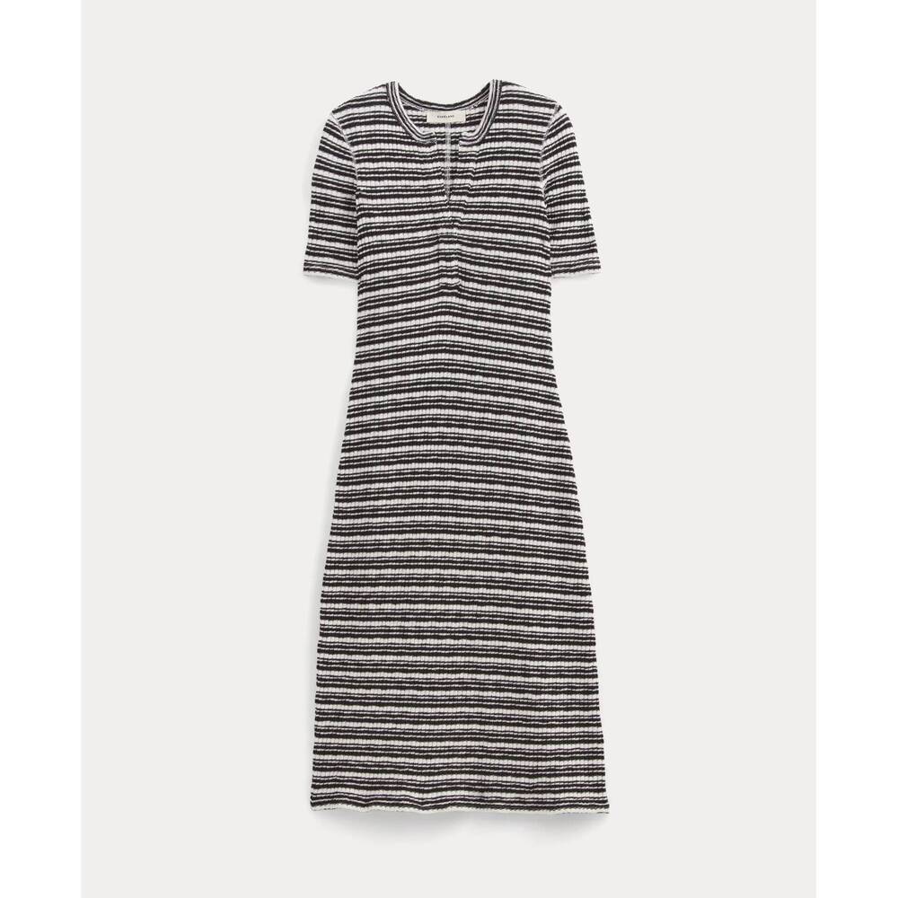 Everlane Women's Rib-Knit Henley Dress in Bone White/Black, Size 2XS, Cotton